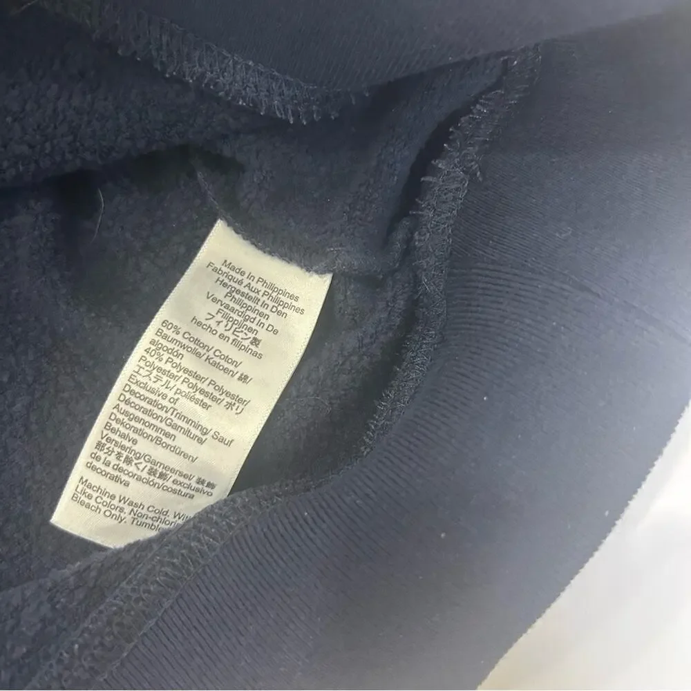 J. Crew Navy Blue Button Collar Women's Pullover Sweatshirt.